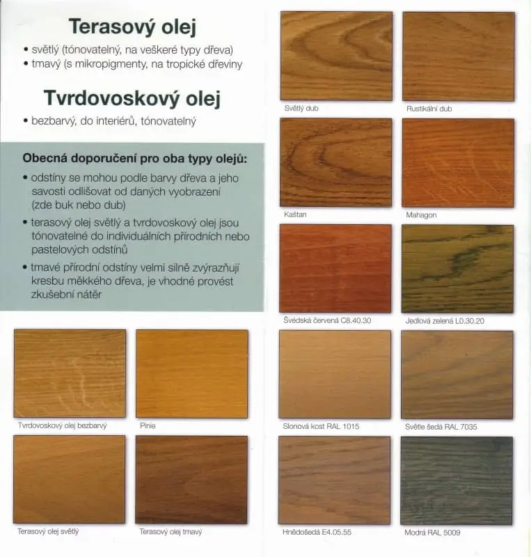 Vzorníky pro terasový a tvrdovoskový olej
